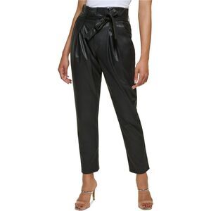 DKNY Womens Tie Waist Straight Leg Casual Pants, Black, 8, MP